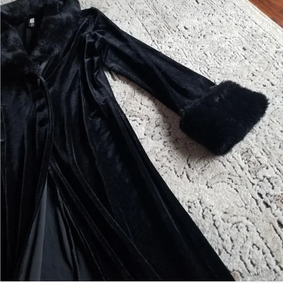 Duster Cardigan Fur Collar - Picture 3 of 4